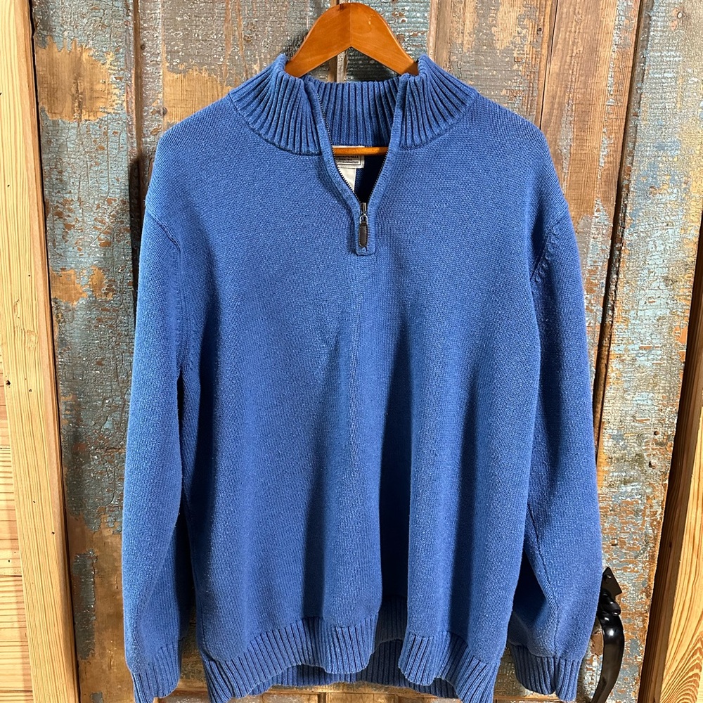 Men’s LL Bean Quarter Zip Cotton Sweater XXL 2XL